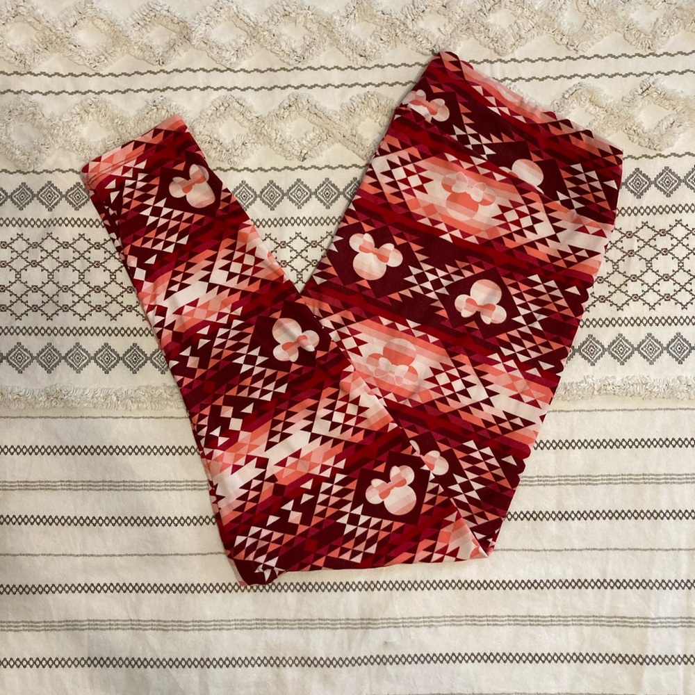 Women’s LulaRoe TC2 Minnie Mouse Red Patterned Leggings